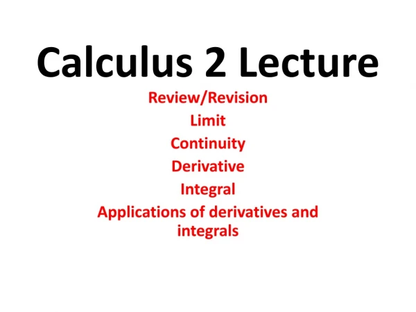 Calculus 2 Lecture
