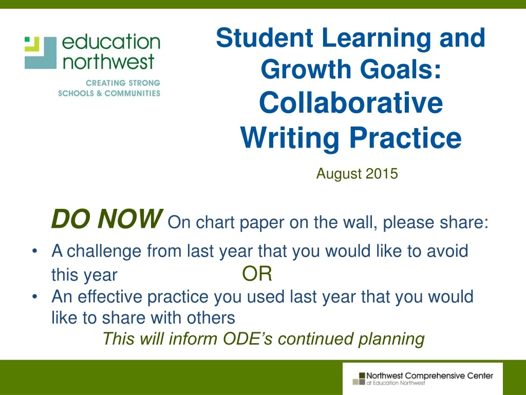 student learning and growth goals collaborative writing practice