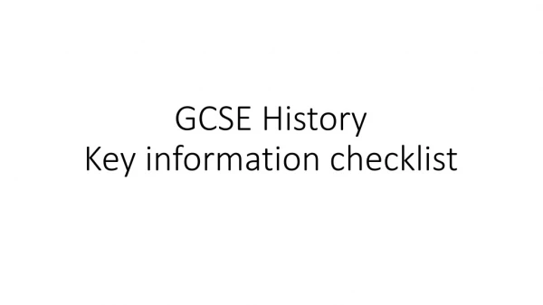 GCSE History Key information checklist