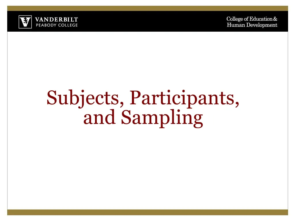 subjects participants and sampling
