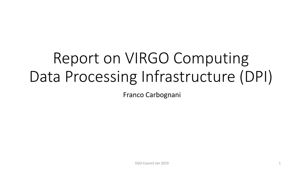 report on virgo computing data processing infrastructure dpi