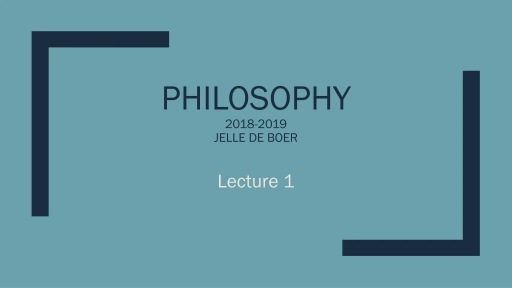 philosophy 2018 2019 jelle de boer