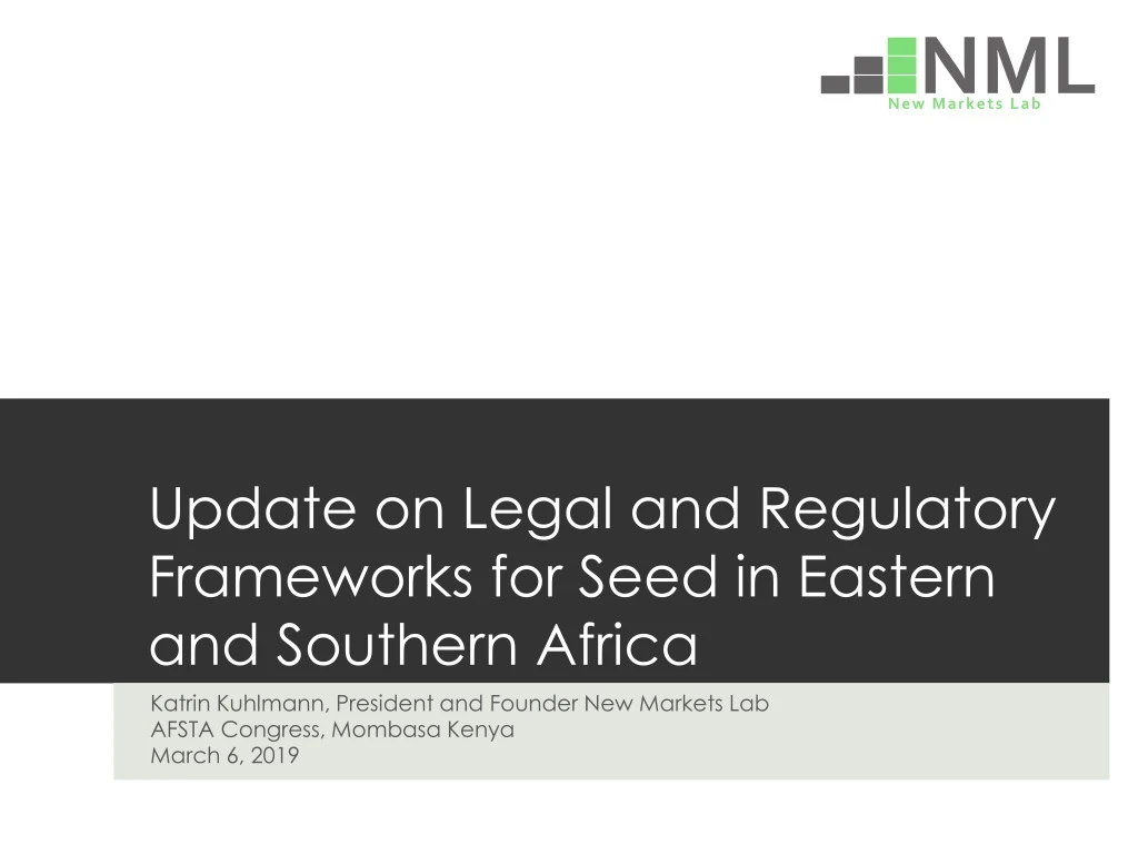 update on legal and regulatory frameworks for seed in eastern and southern africa