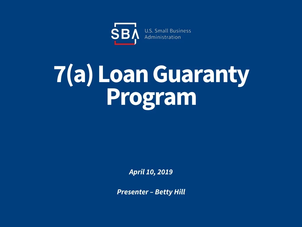 7 a loan guaranty program