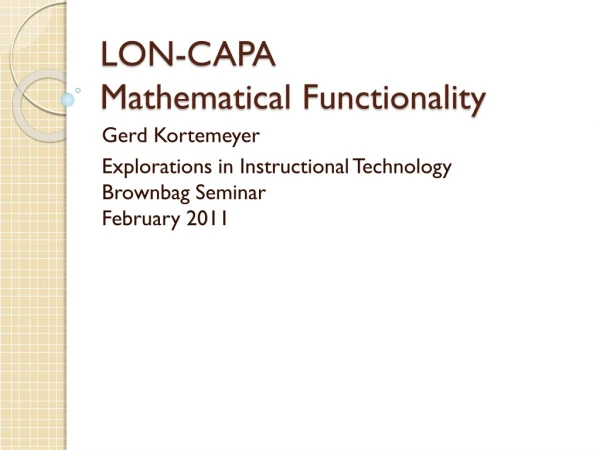 LON-CAPA Mathematical Functionality