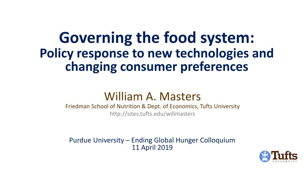 governing the food system policy response