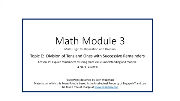 Math Module 3 Multi-Digit Multiplication and Division