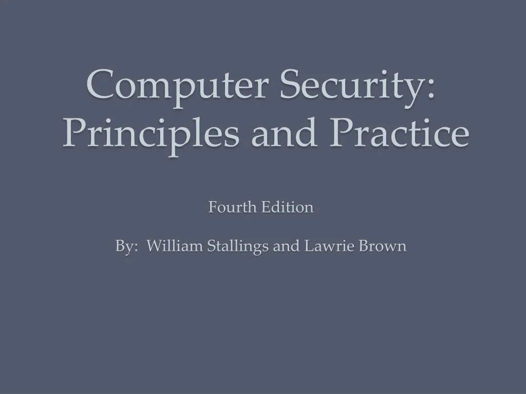 computer security principles and practice fourth