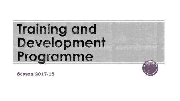 Training and Development Programme
