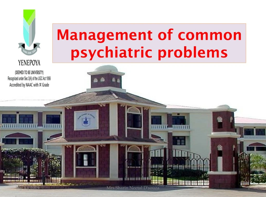 management of common psychiatric problems