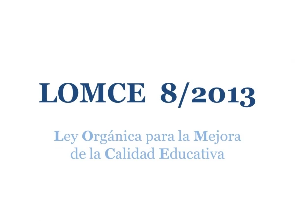 LOMCE 8/2013