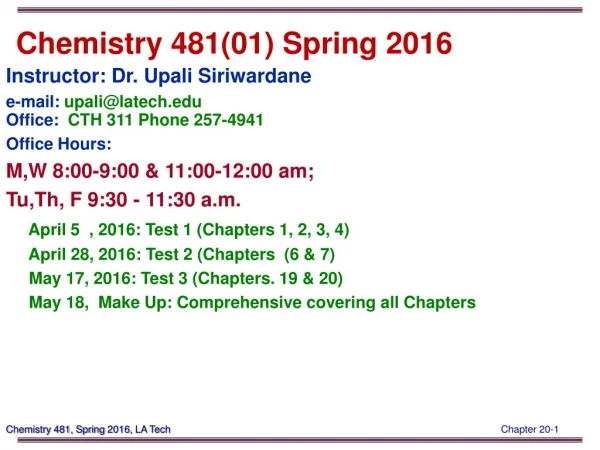 Chemistry 481(01) Spring 2016