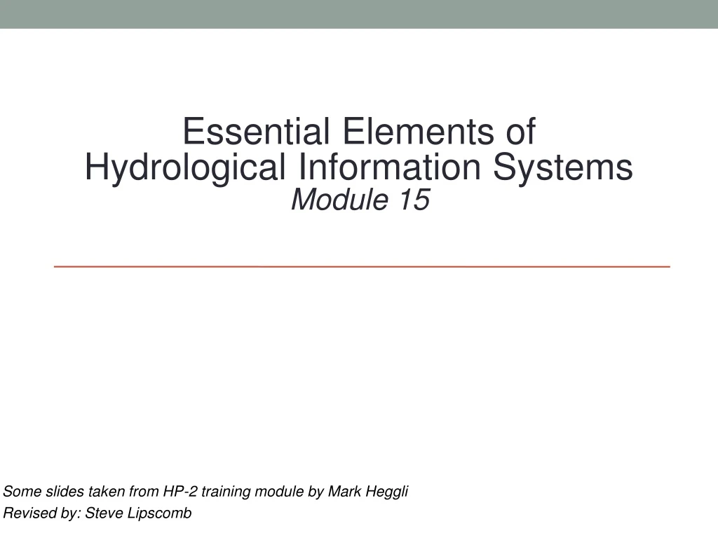 essential elements of hydrological information