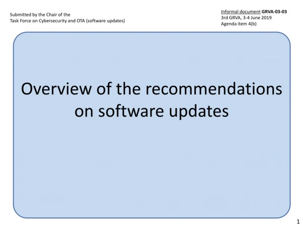 Overview of the recommendations on software updates