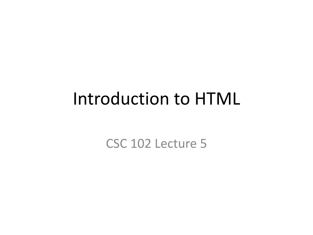 introduction to html