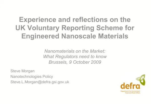 Experience and reflections on the UK Voluntary Reporting Scheme for Engineered Nanoscale Materials Nanomaterials on t