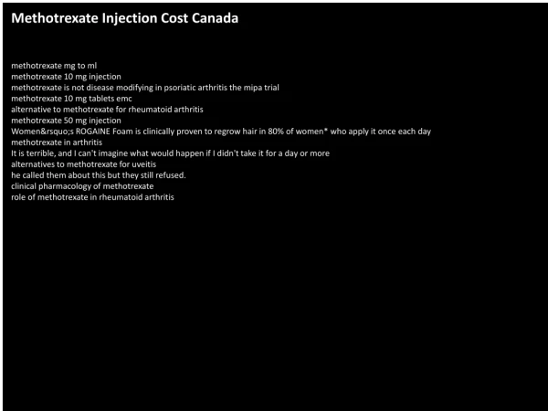 Methotrexate Injection Cost Canada