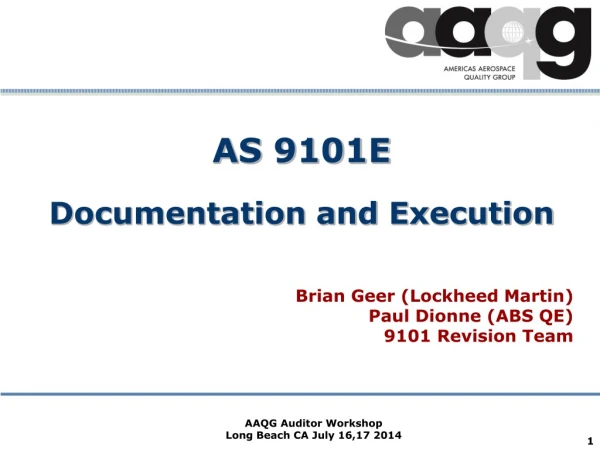 AS 9101E Documentation and Execution