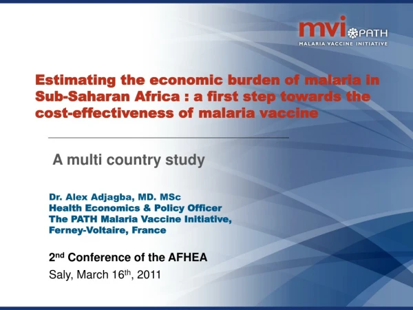 Dr. Alex Adjagba, MD . MSc Health Economics &amp; Policy Officer
