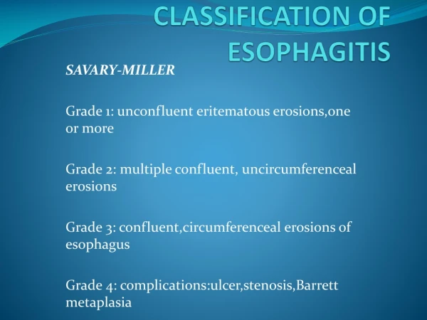 CLASSIFICATION OF ESOPHAGITIS