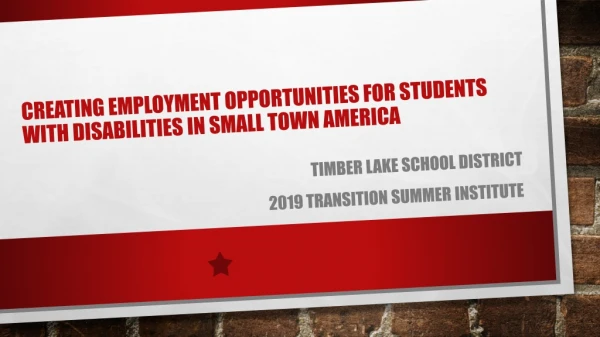 Creating employment opportunities for students with disabilities in small town America