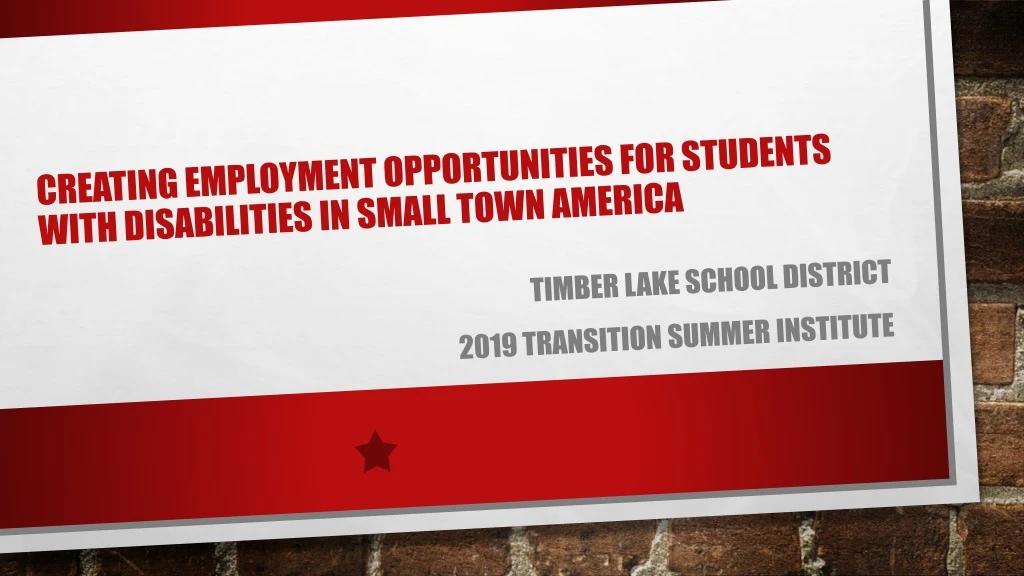 creating employment opportunities for students with disabilities in small town america