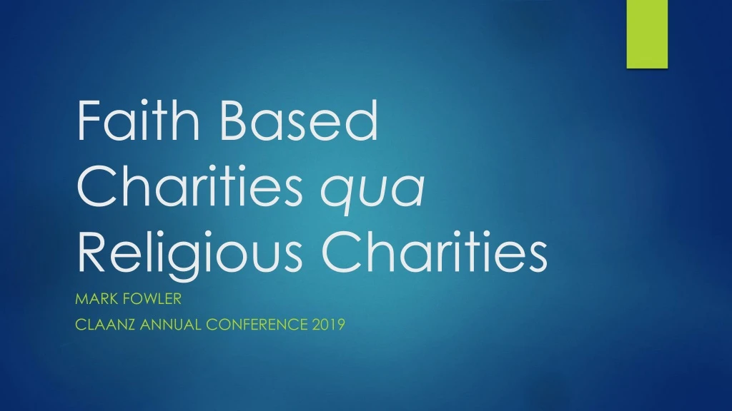 faith based charities qua religious charities