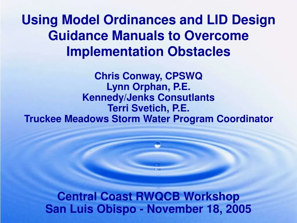 using model ordinances and lid design guidance