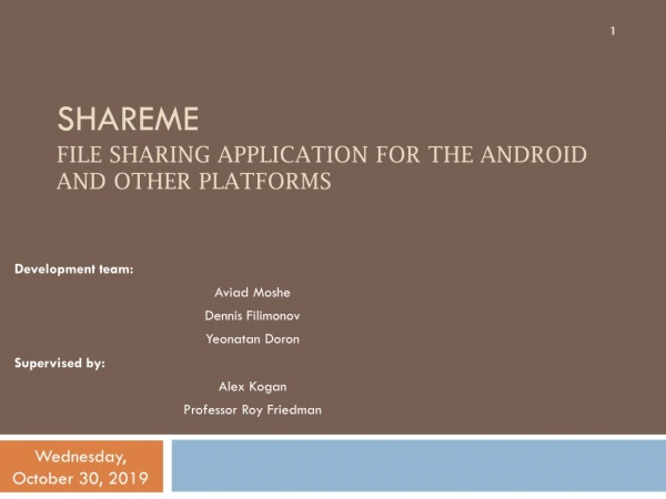 ShareMe file sharing application for the android and other platforms