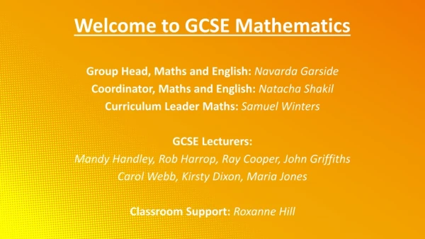 Welcome to GCSE Mathematics