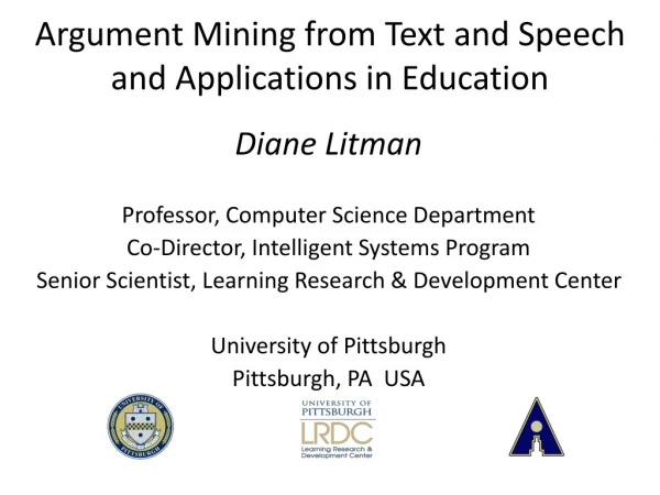 Argument Mining from Text and Speech and Applications in Education