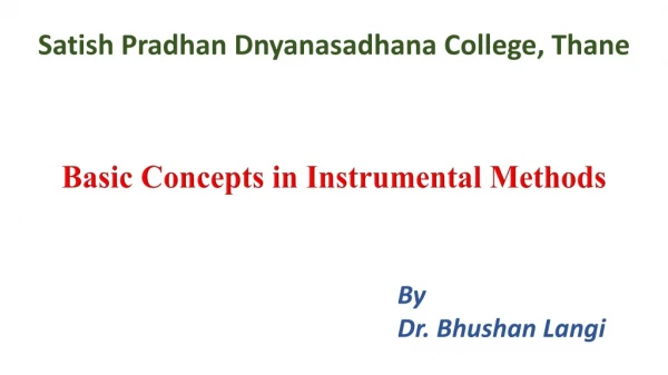 Basic Concepts in Instrumental Methods
