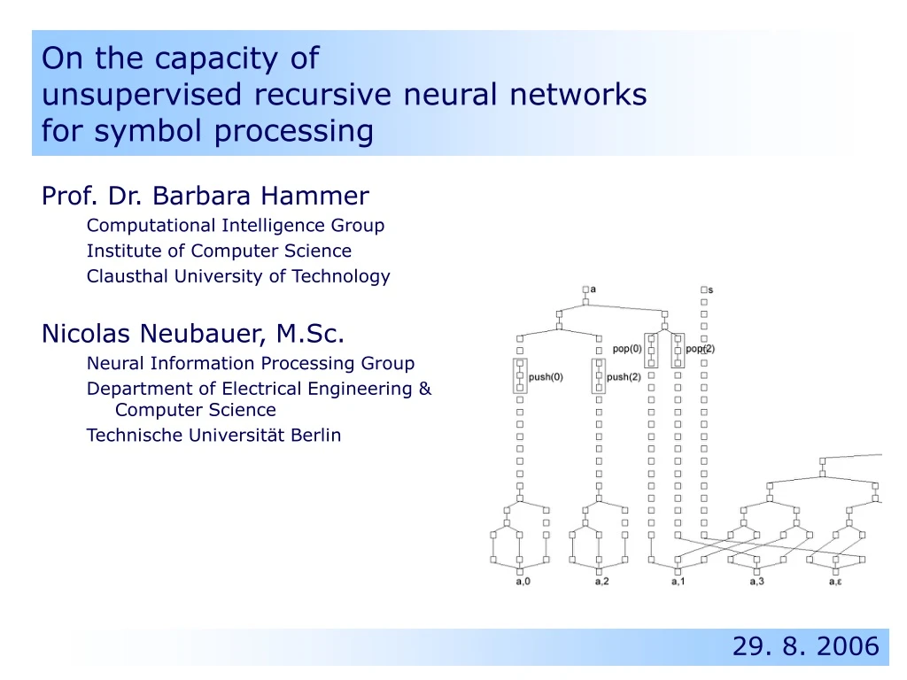 on the capacity of unsupervised recursive neural networks for symbol processing