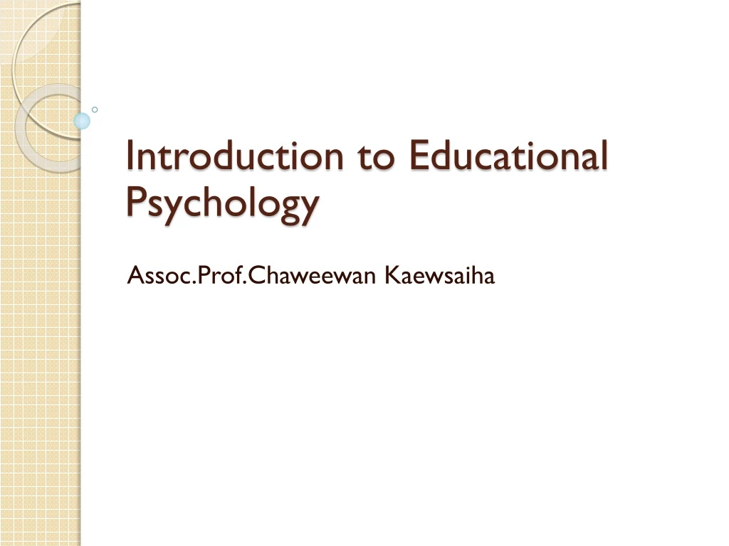 introduction to educational psychology