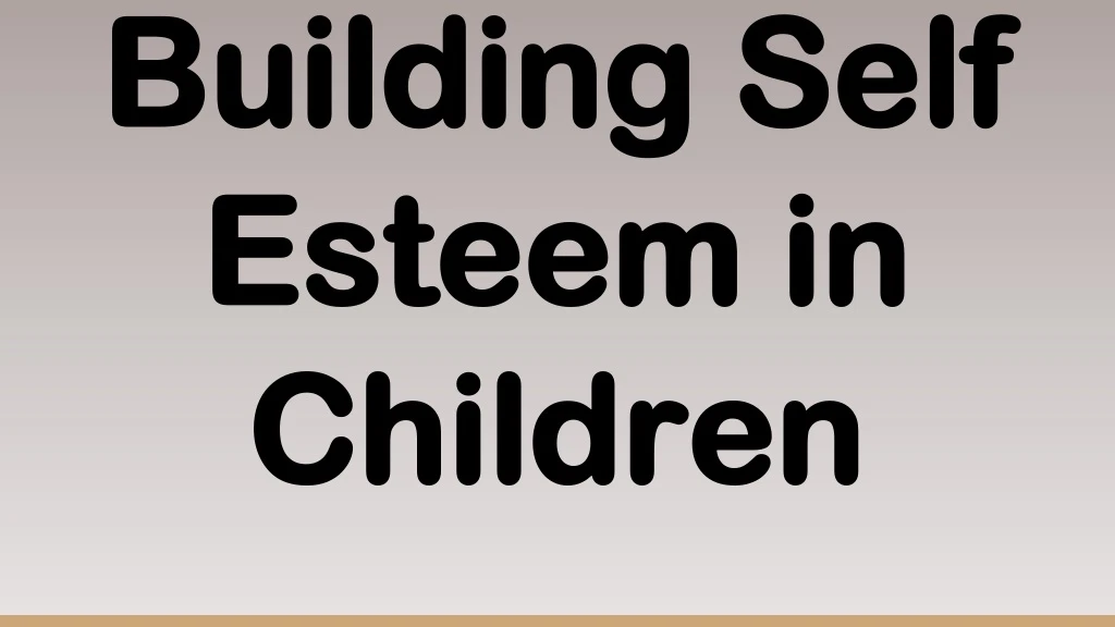 building self esteem in children