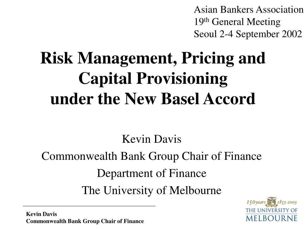 risk management pricing and capital provisioning under the new basel accord