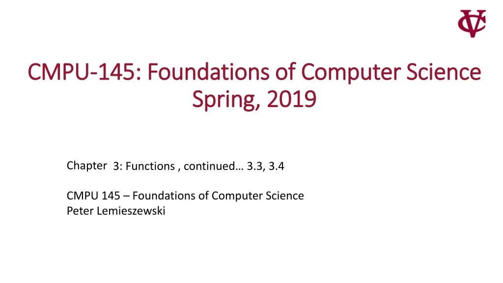 cmpu 145 foundations of computer science spring 2019