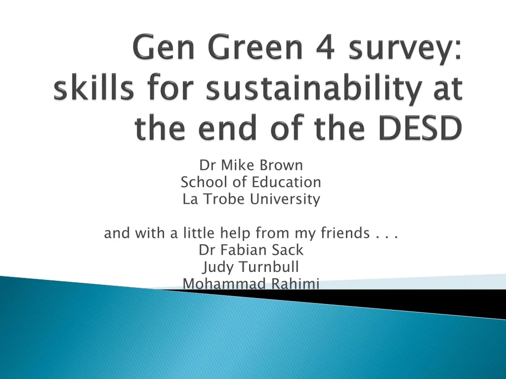 gen green 4 survey skills for sustainability at the end of the desd