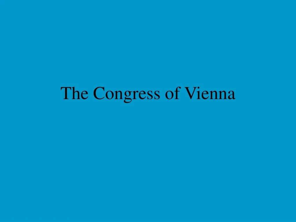 the congress of vienna