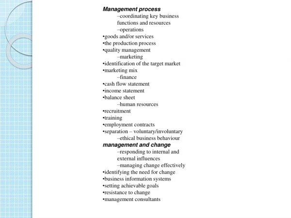 Management process coordinating key business functions and resources operations