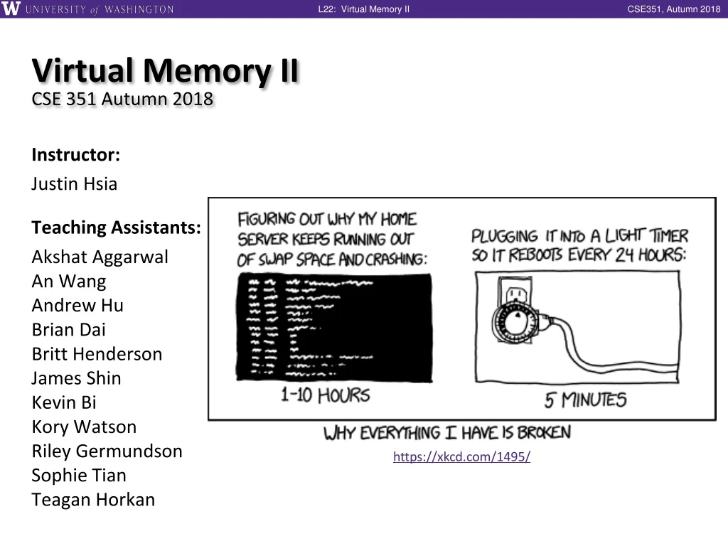 virtual memory ii cse 351 autumn 2018