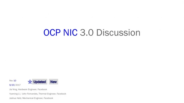 OCP NIC 3.0 Discussion