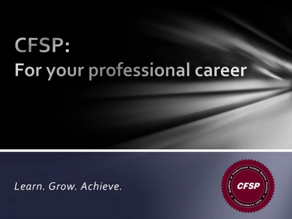 CFSP: For your professional career