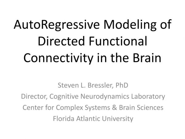 AutoRegressive Modeling of Directed Functional Connectivity in the Brain