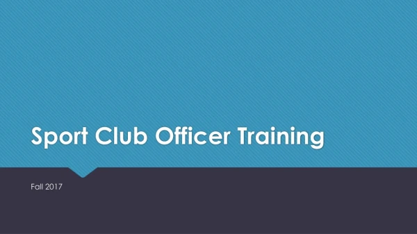 Sport Club Officer Training