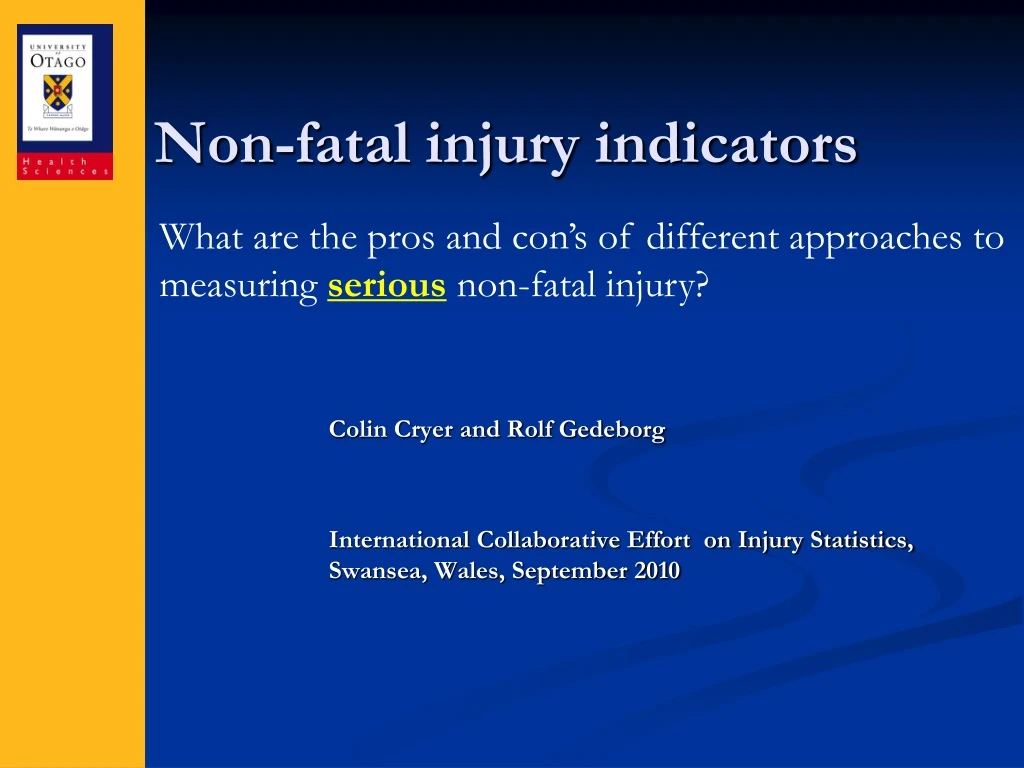 non fatal injury indicators