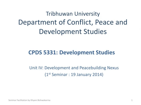 Tribhuwan University Department of Conflict, Peace and Development Studies