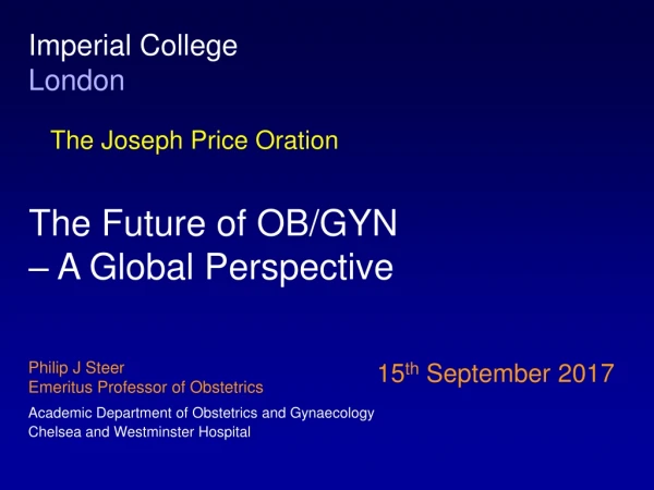 The Future of OB/GYN – A Global Perspective