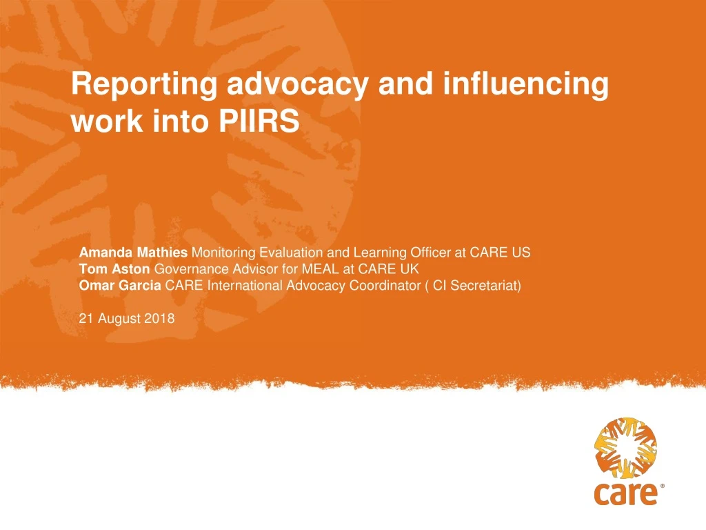 reporting advocacy and influencing work into piirs