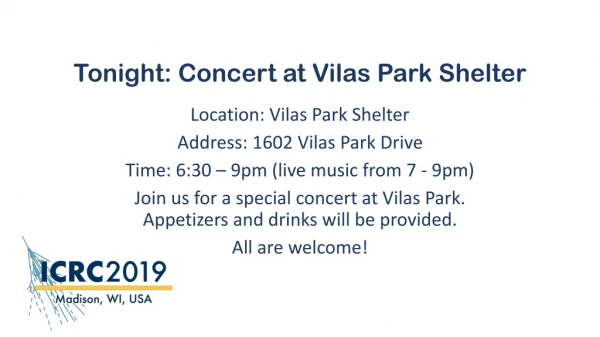 Tonight: Concert at Vilas Park Shelter